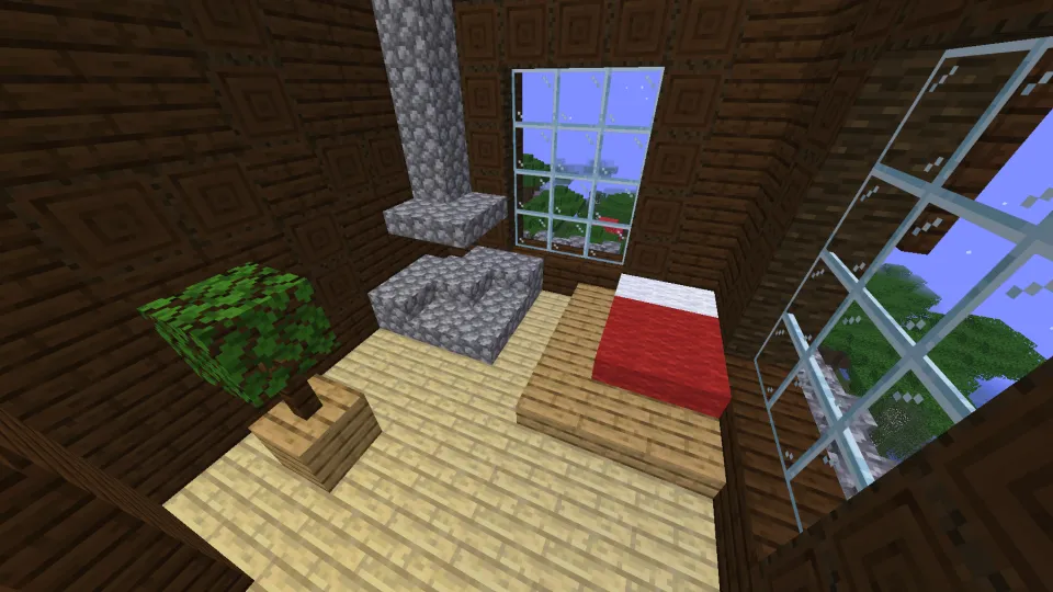 丸石の暖炉の部屋