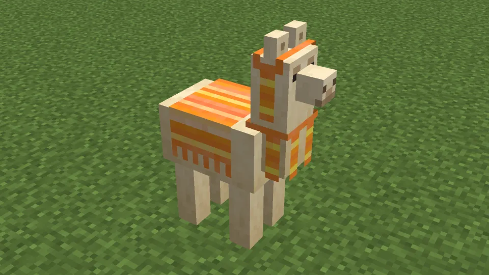 橙色のカーペットを装備させたラマ