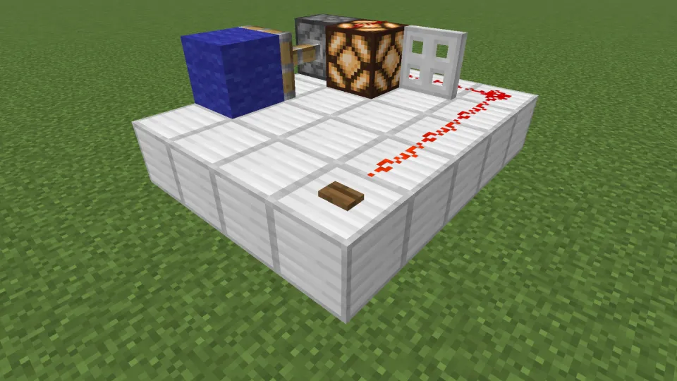 トウヒのボタンでレッドストーン信号を発信する様子