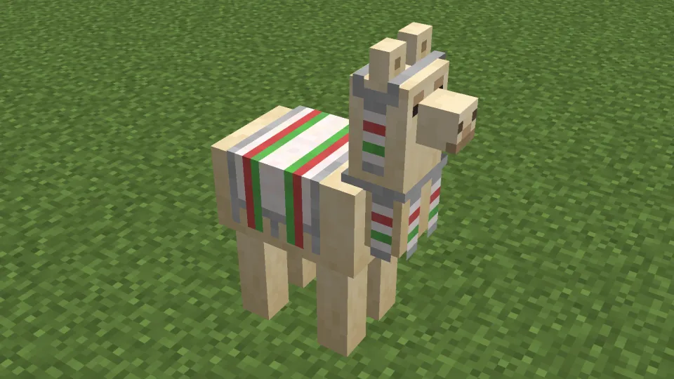 白色のカーペットを装備させたラマ