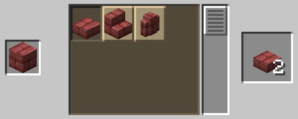 辰砂レンガを使った石切台による辰砂レンガのハーフブロックの作成方法