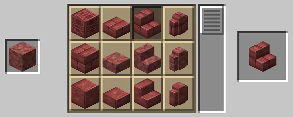 石切台による辰砂レンガの階段の作成方法