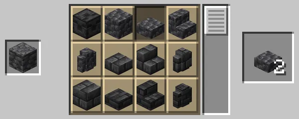 深層岩の丸石のハーフブロックの作成方法