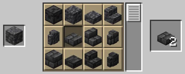 深層岩レンガのハーフブロックの作成方法