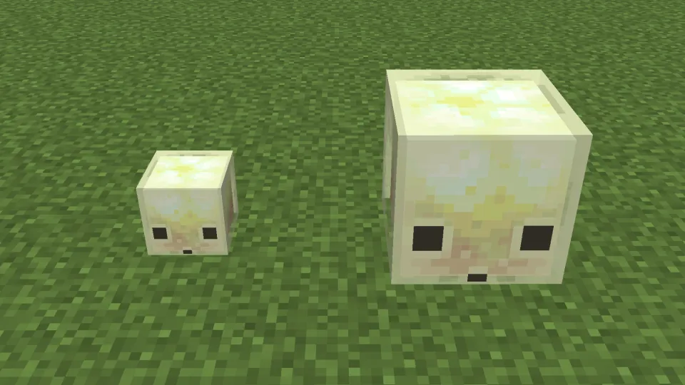 大型のサルファーキューブと小型のサルファーキューブの見た目