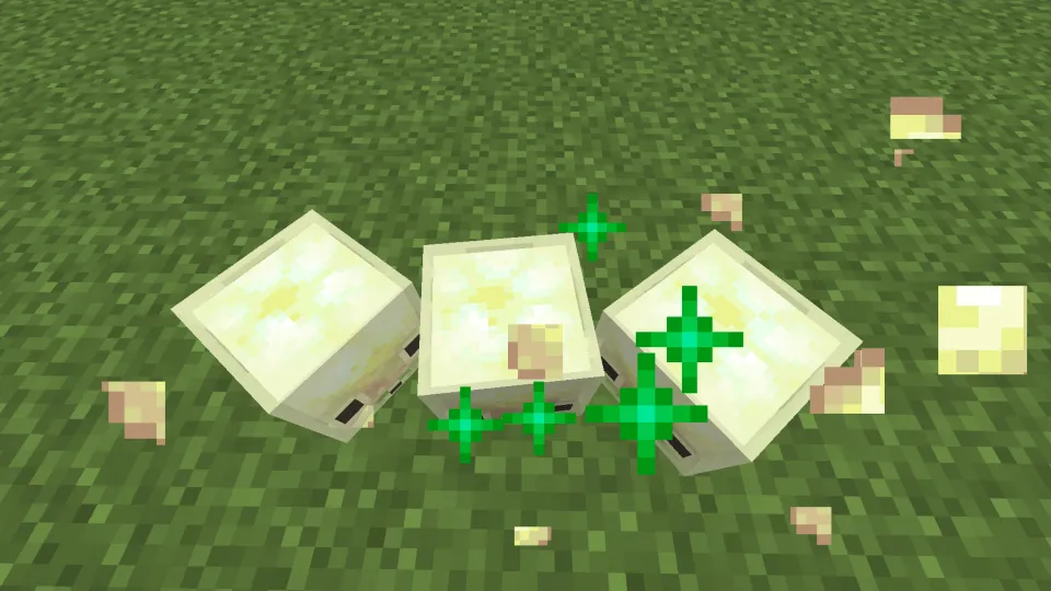 緑のパーティクルが表示される小型のサルファーキューブ