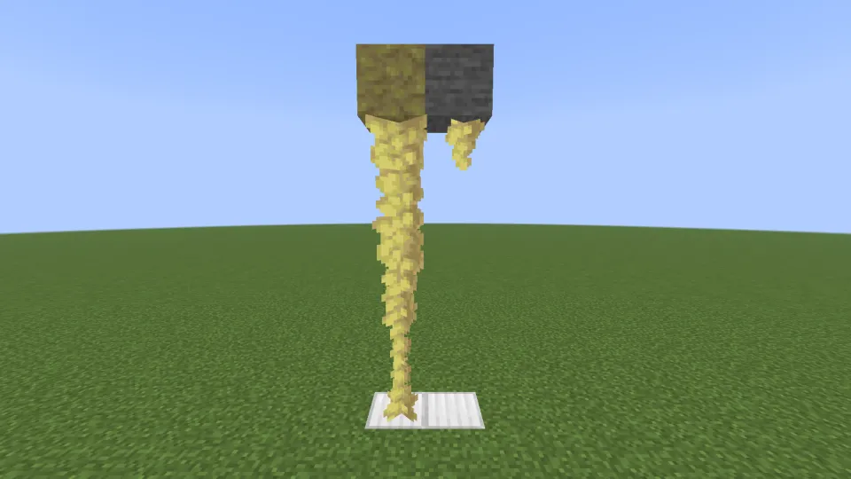 硫黄の結晶柱が成長・生成される