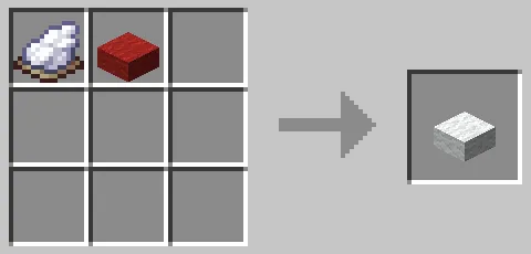 赤色の羊毛のハーフブロックを使った白色の羊毛のハーフブロックのクラフト方法